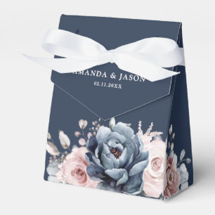 Dusty Blue Mauve Ro Rosa Slate Blommigt Bröllop F Presentaskar