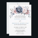Dusty Blue Mauve Ro Rosa Slate Blommigt Bröllop in Inbjudningar<br><div class="desc">Eleganten och den moderna blommigtens inbjudan till midsommarbröllop innehåller en bukett av rosor-peonier med vattenfärg i skiffer, dammblått, dammig ro, dammig rosa, mauve, sage med lush grönt botaniska löv och eukalyptus. Hitta fler matchande utformningar och variationer från min "blissweddingpaperie"-butik. Och kontakta mig gärna för ytterligare anpassning eller matchning av objekt....</div>
