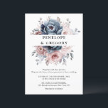 Dusty Blue Mauve Ro Rosa Slate Blommigt Bröllop Inbjudningar<br><div class="desc">Eleganten och den moderna blommigtens inbjudan till midsommarbröllop innehåller en bukett av rosor-peonier med vattenfärg i skiffer, dammblått, dammig ro, dammig rosa, mauve, sage med lush grönt botaniska löv och eukalyptus. Hitta fler matchande utformningar och variationer från min "blissweddingpaperie"-butik. Och kontakta mig gärna för ytterligare anpassning eller matchning av objekt....</div>