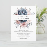 Dusty Blue Mauve Ro Rosa Slate Blommigt Bröllop