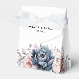 Dusty Blue Mauve Ro Rosa Slate Blommigt Bröllop Presentaskar