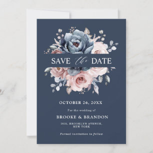 Dusty Blue Mauve Ro Rosa Slate Blommigt Bröllop S Spara Datumet