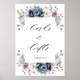 Dusty Blue Mauve Ro Rosa Slate Cards & Gifts Poster
