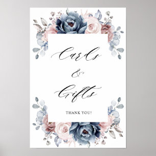 Dusty Blue Mauve Ro Rosa Slate Cards & Gifts Poster