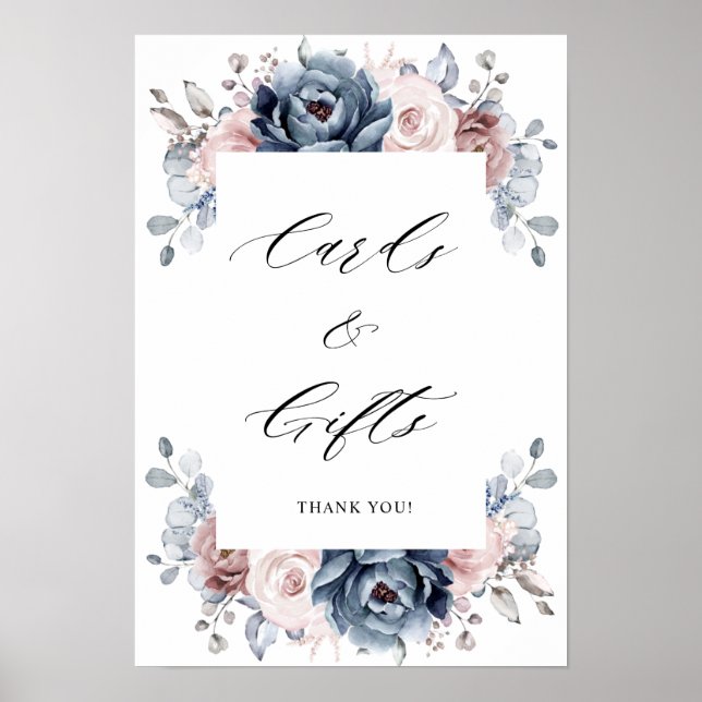 Dusty Blue Mauve Ro Rosa Slate Cards & Gifts Poster (Framsidan)
