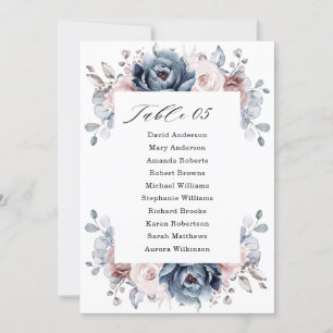 Dusty Blue Mauve Ro Rosa Slate Seating Chart Inbjudningar