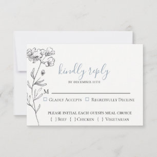 Dusty Blue Meadow Bröllop OSA Card Kort