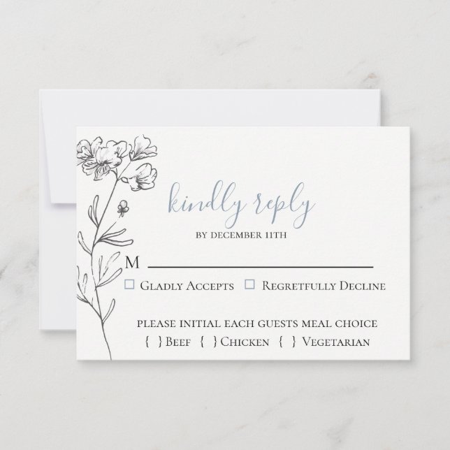 Dusty Blue Meadow Bröllop OSA Card Kort (Framsida)