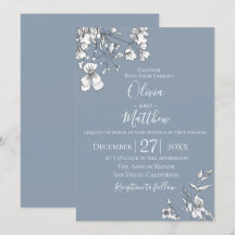 Dusty Blue Meadow Wedding-inbjudan