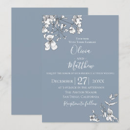 Dusty Blue Meadow Wedding-inbjudan Inbjudningar