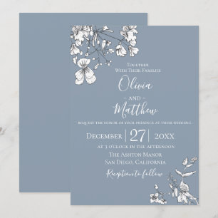 Dusty Blue Meadow Wedding-inbjudan Inbjudningar
