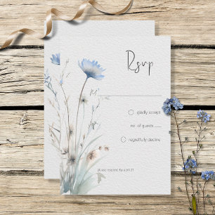 Dusty Blue Meadow Wildblommor Modern ingen middag OSA Kort