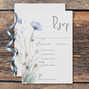 Dusty Blue Meadow Wildblommor Modern Tre middag OSA Kort