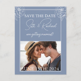 Dusty Blue med vit blommigt Vykort