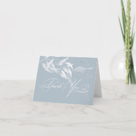 Dusty Blue med vit eukalyptus Foliage Tack Kort