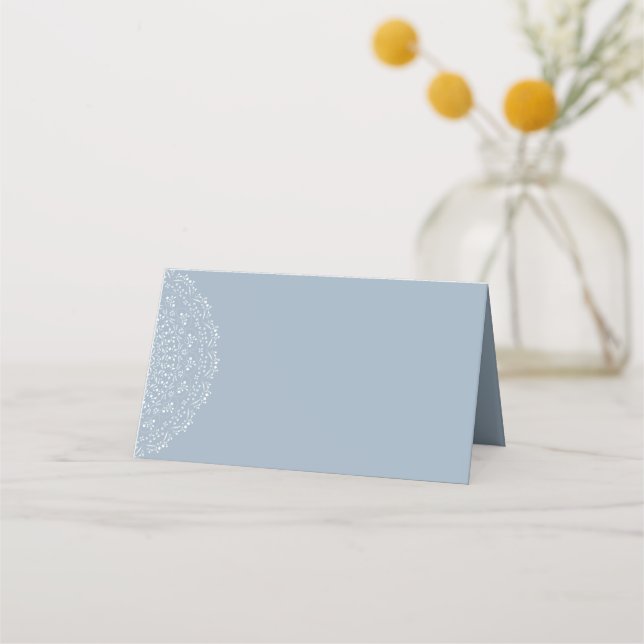 Dusty Blue med vita mandala Blankkort Placeringskort (Baksida)