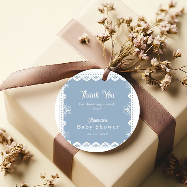 Dusty Blue mexican boyduschpapel picado Gåvor Etiketter (Skapare uppladdad)