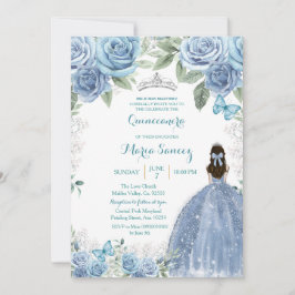 Dusty Blue Mexican Girl Charra Mis Quince Inbjudningar
