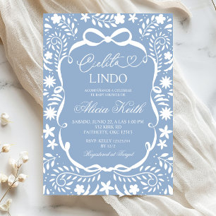 Dusty Blue Mexikansk Baby Shower Cielito Lindo Inbjudningar