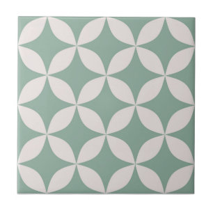 Dusty Blue Mid Century Modern Vintage Geometric Kakelplatta