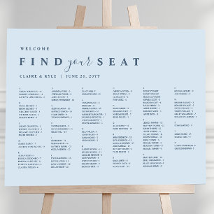 Dusty Blue Minimal Alfabetisk sittningsschema Poster