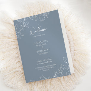 Dusty Blue Minimal Löv Bröllop-mappat program