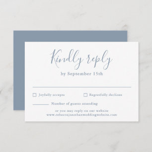 Dusty Blue Minimal Script-Bröllop OSA Card