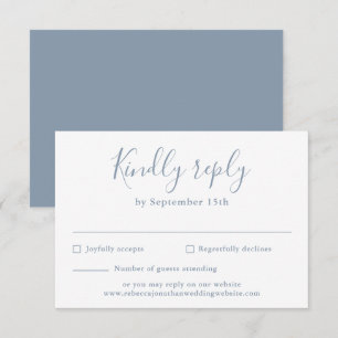 Dusty Blue Minimal Script-Bröllop OSA Card Kort