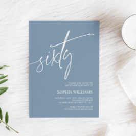 Dusty Blue Minimalist 60:e födelsedagsinbjudan Inbjudningar