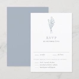 Dusty Blue Minimalist Blommigt Bouquet Bröllop OSA Kort
