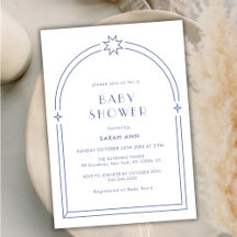 Dusty Blue Minimalist Boho Arch Baby Shower
