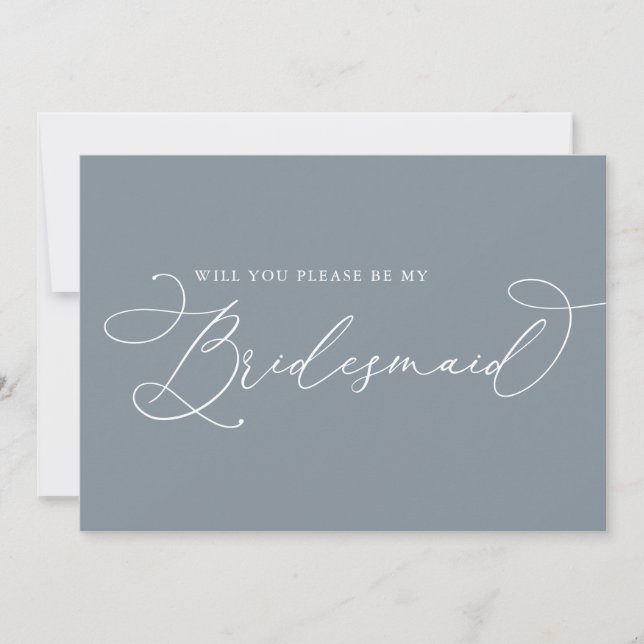 Dusty Blue Minimalist Bridesmaid Frieri kort (Framsida)
