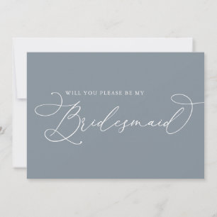 Dusty Blue Minimalist Bridesmaid Frieri kort