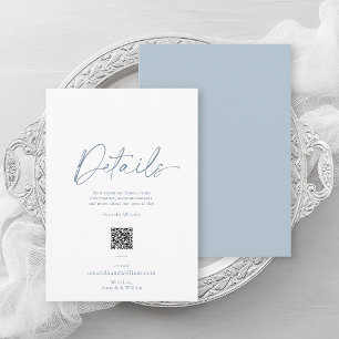 Dusty Blue - Minimalist Bröllop-informationskort Inbjudningar