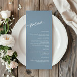 Dusty Blue Minimalist Bröllop Menu Meny<br><div class="desc">*** Ange H011 i butikssökningen för att hitta alla matchande objekt *** Eller besök vår Dusty Blue Minimalist Collection. *** Den här högkvalitativa designen är enkel att anpassa för att matcha bröllop färg, stilar och tema. Om du vill göra ytterligare anpassningar klickar du på länken "Redigera med Design Verktyg" och...</div>