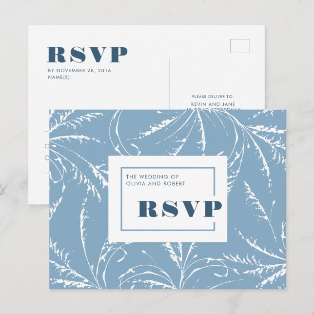 Dusty Blue Minimalist Bröllop OSA Vykort (Fram/baksida)