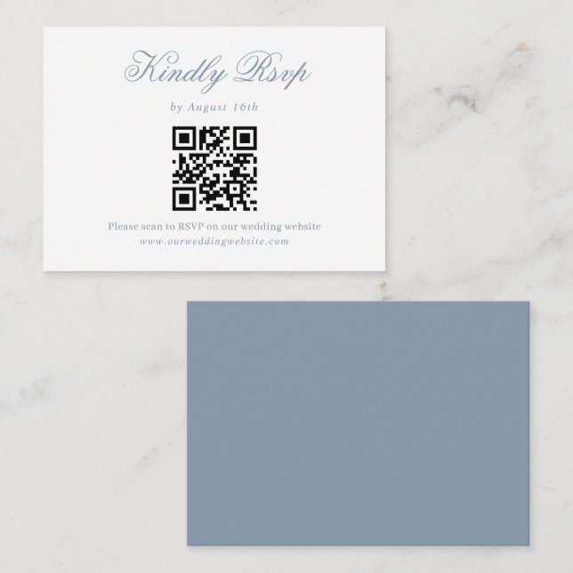 Dusty Blue - Minimalist Bröllop QR-kodOsa Tilläggskort (Fram/baksida)