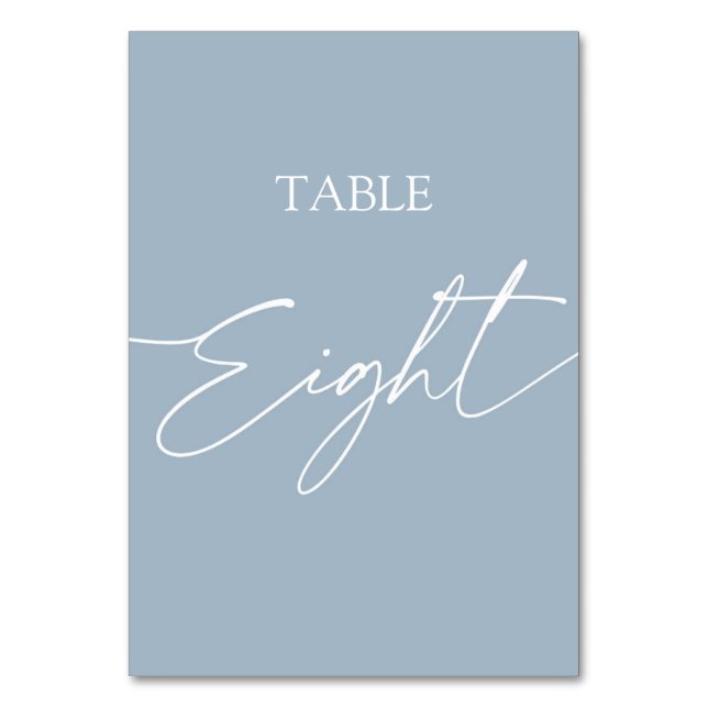 Dusty blue minimalist elegant bord åtta bordsnummer (Framsidan)