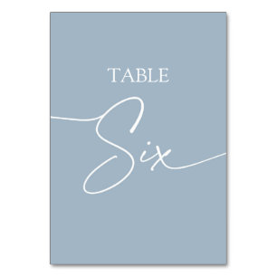 Dusty blue minimalist elegant bord sex bordsnummer