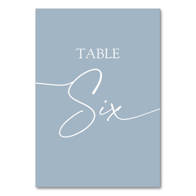 Dusty blue minimalist elegant bord sex bordsnummer (Framsidan)