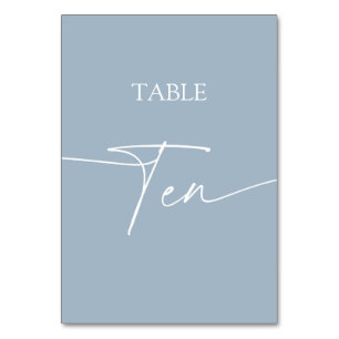Dusty blue minimalist elegant bord tio bordsnummer