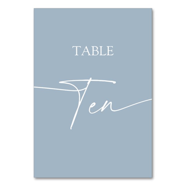 Dusty blue minimalist elegant bord tio bordsnummer (Framsidan)