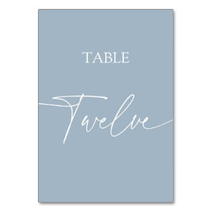Dusty blue minimalist elegant bord tolv bordsnummer