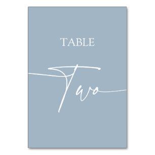 Dusty blue minimalist elegant bord två bordsnummer