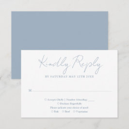 Dusty Blue Minimalist Elegant Bröllop OSA Kort