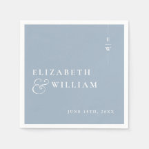 Dusty Blue Minimalist Elegant Monogram Bröllop