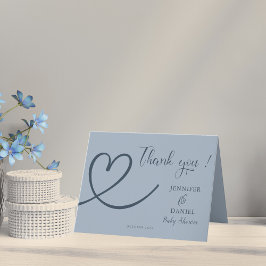 Dusty Blue Minimalist Heart Baby Shower Tack Kort