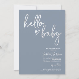 Dusty Blue Minimalist Modern Boho Baby Shower Inbjudningar