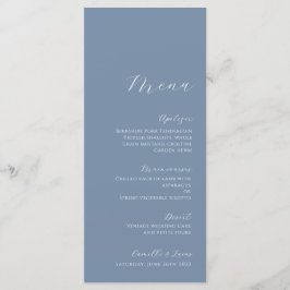 Dusty Blue Minimalist Modern Bröllop Menu Meny