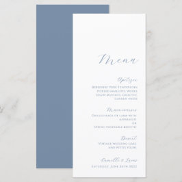 Dusty Blue Minimalist Modern Bröllop Menu Meny